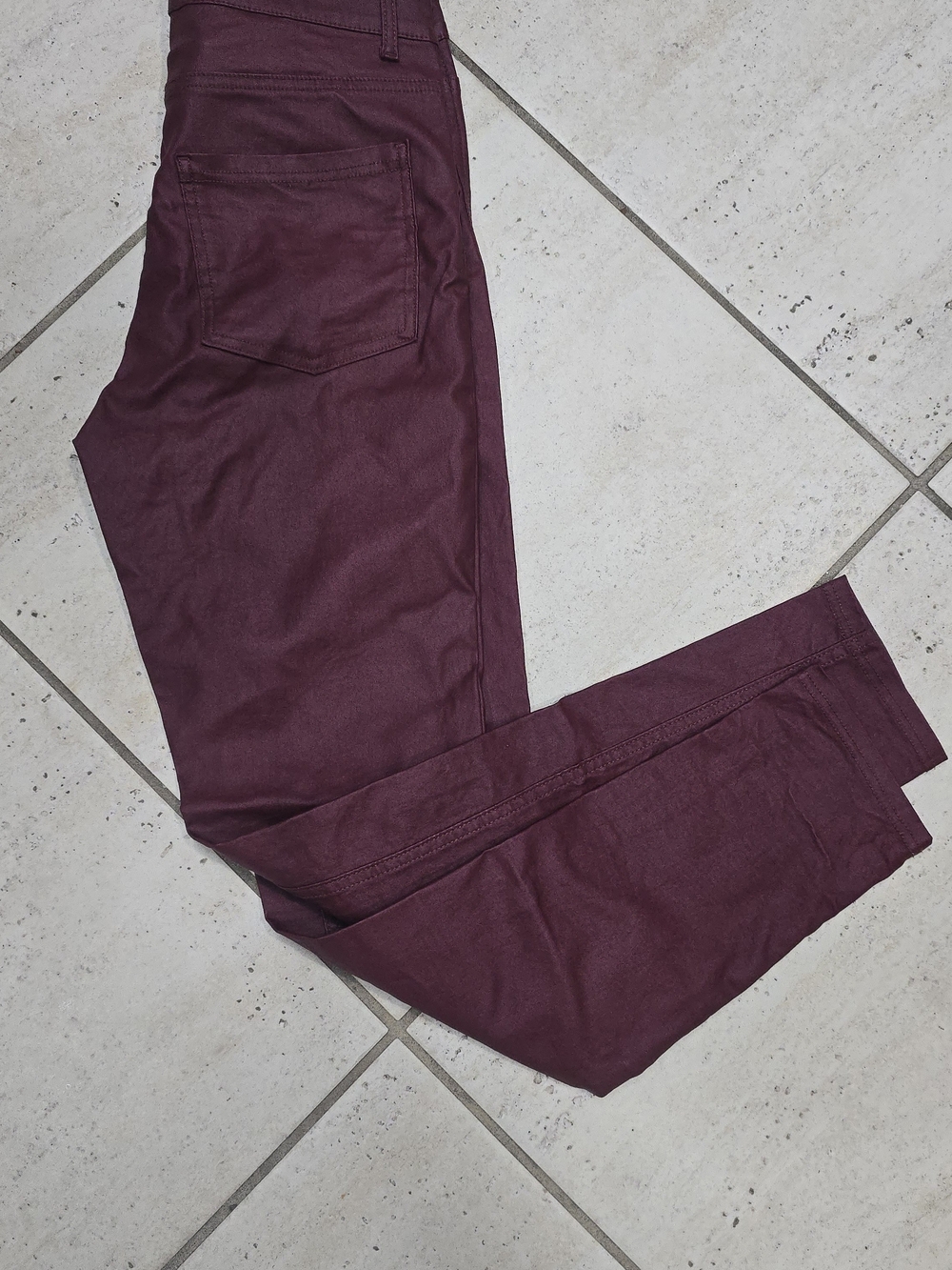 Calzedonia Burgundy Slim Fit Pants Leather Effect Size S